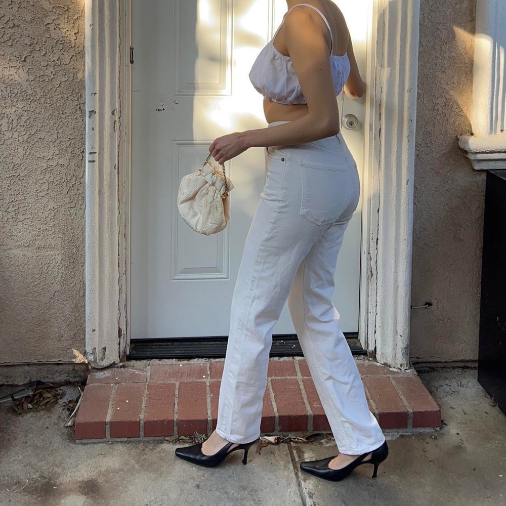 AGOLDE white high waisted jeans